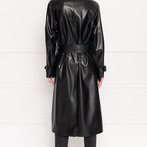 Lamarque NWT Erma Leather Trench Coat - Black - Picture 3 of 5